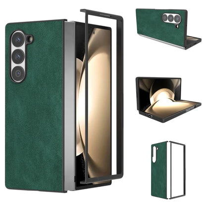 For Samsung Galaxy Z Fold6 5G Case Black Edge PU Leather+PC Folding Phone Cover