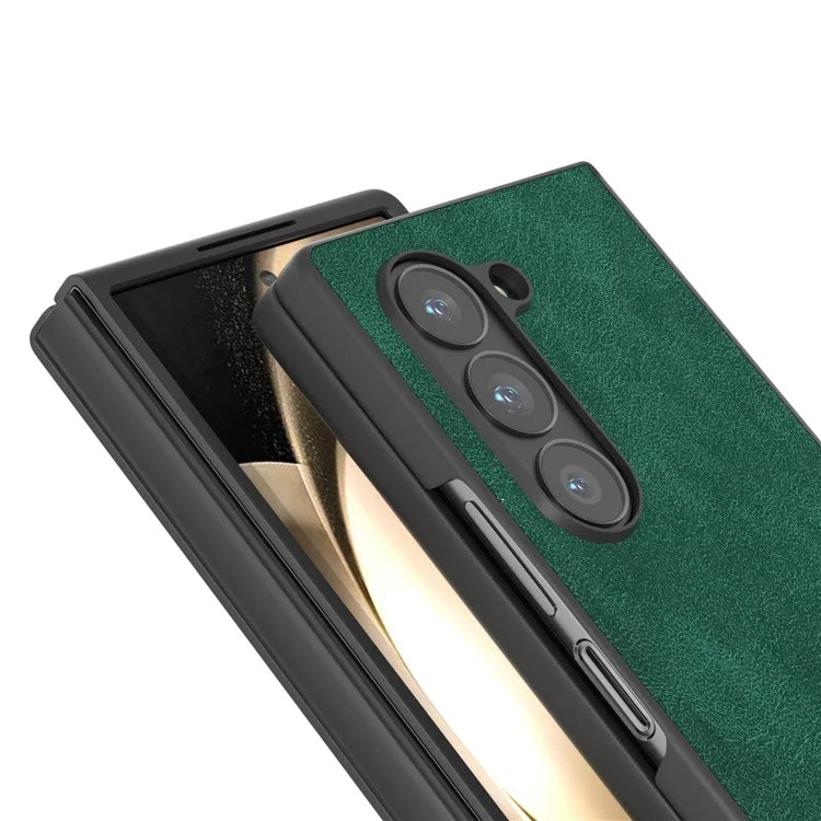 For Samsung Galaxy Z Fold6 5G Case Black Edge PU Leather+PC Folding Phone Cover