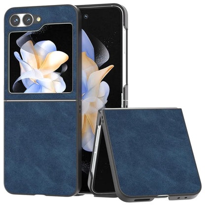 For Samsung Galaxy Z Flip6 5G Case Shockproof PU Leather+PC Phone Cover Black Edge