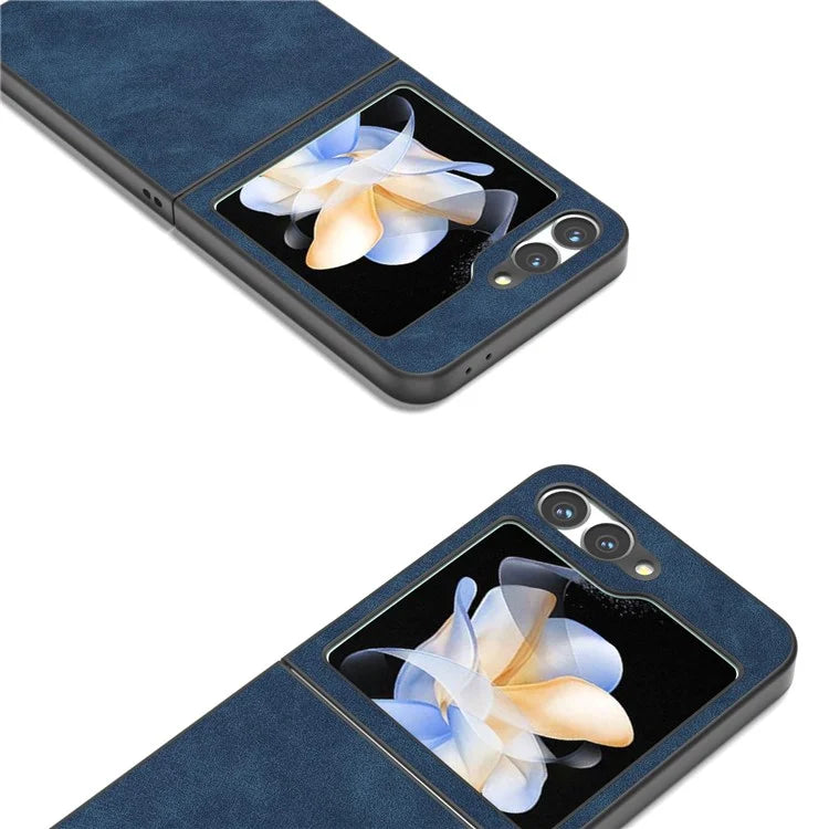 For Samsung Galaxy Z Flip6 5G Case Shockproof PU Leather+PC Phone Cover Black Edge