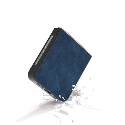 For Samsung Galaxy Z Flip6 5G Case Shockproof PU Leather+PC Phone Cover Black Edge