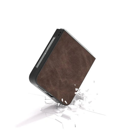 For Samsung Galaxy Z Flip6 5G Case Shockproof PU Leather+PC Phone Cover Black Edge