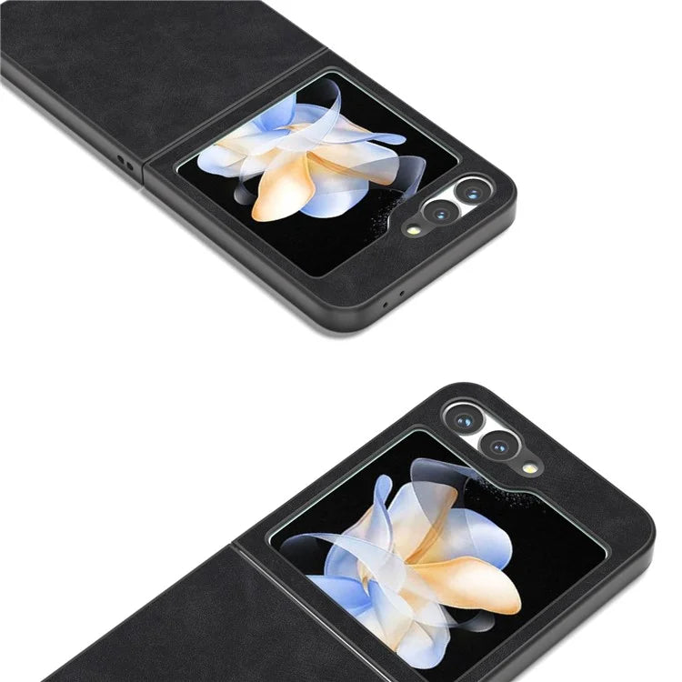 For Samsung Galaxy Z Flip6 5G Case Shockproof PU Leather+PC Phone Cover Black Edge