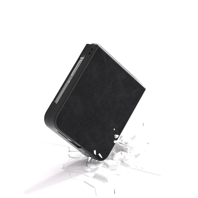 For Samsung Galaxy Z Flip6 5G Case Shockproof PU Leather+PC Phone Cover Black Edge