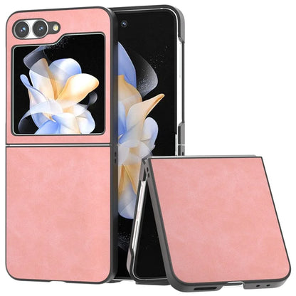 For Samsung Galaxy Z Flip6 5G Case Shockproof PU Leather+PC Phone Cover Black Edge