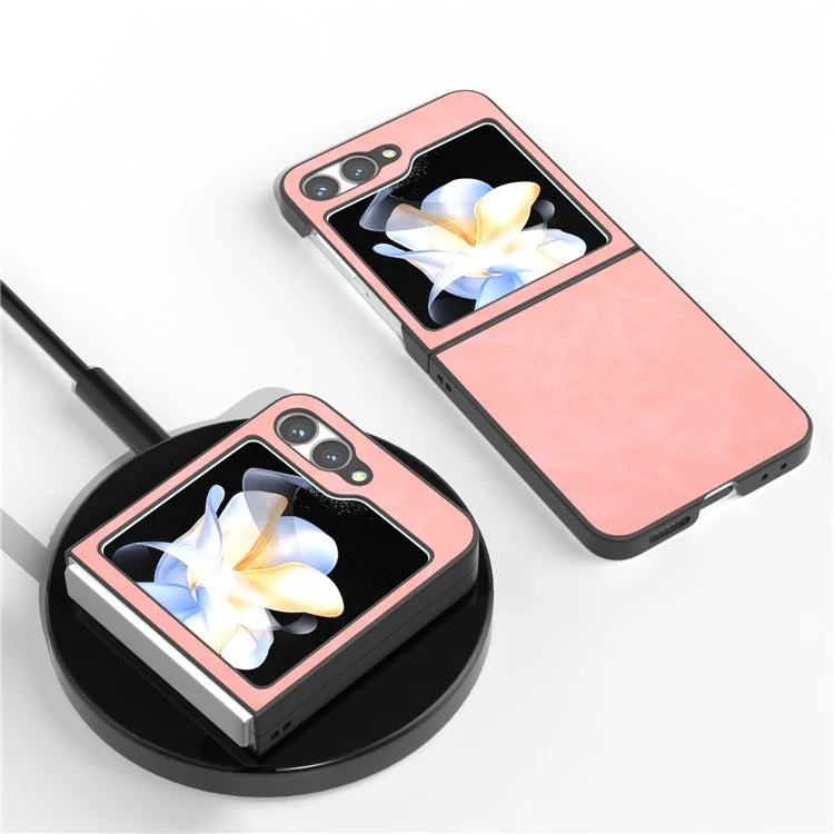 For Samsung Galaxy Z Flip6 5G Case Shockproof PU Leather+PC Phone Cover Black Edge