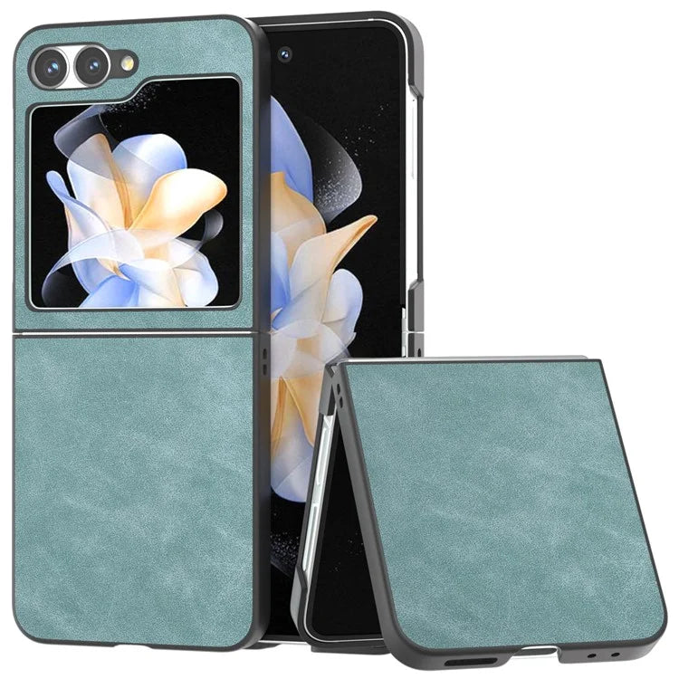 For Samsung Galaxy Z Flip6 5G Case Shockproof PU Leather+PC Phone Cover Black Edge