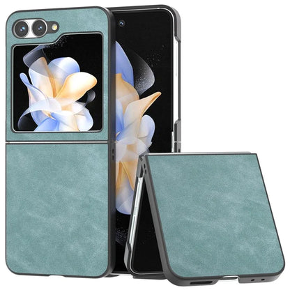 For Samsung Galaxy Z Flip6 5G Case Shockproof PU Leather+PC Phone Cover Black Edge