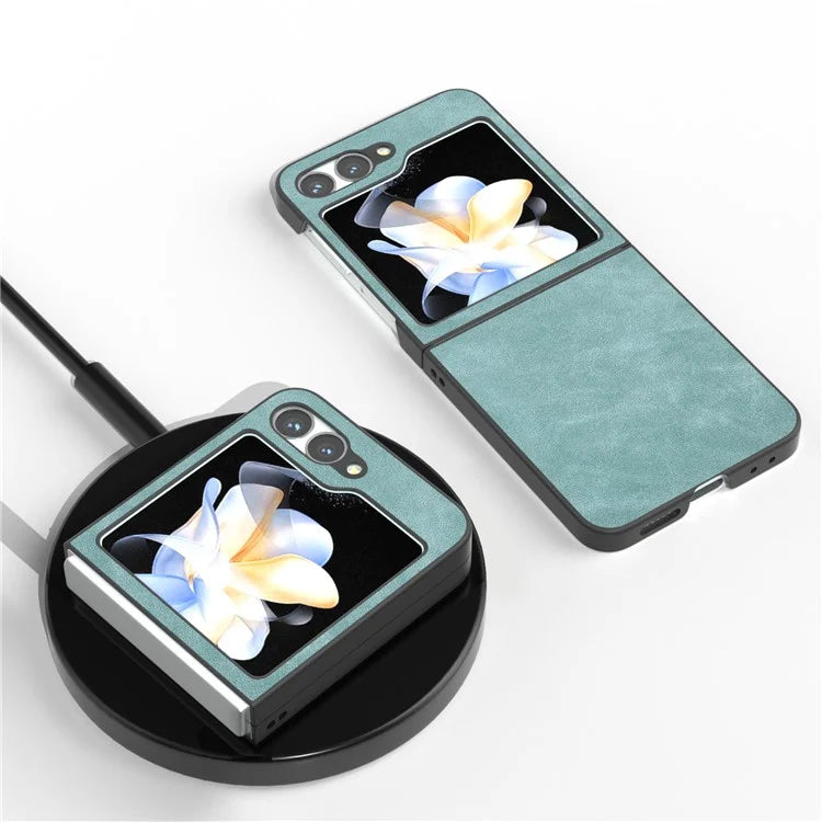 For Samsung Galaxy Z Flip6 5G Case Shockproof PU Leather+PC Phone Cover Black Edge