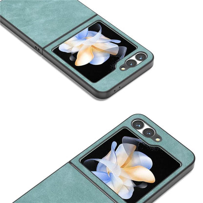 For Samsung Galaxy Z Flip6 5G Case Shockproof PU Leather+PC Phone Cover Black Edge