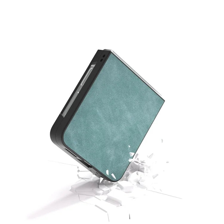 For Samsung Galaxy Z Flip6 5G Case Shockproof PU Leather+PC Phone Cover Black Edge