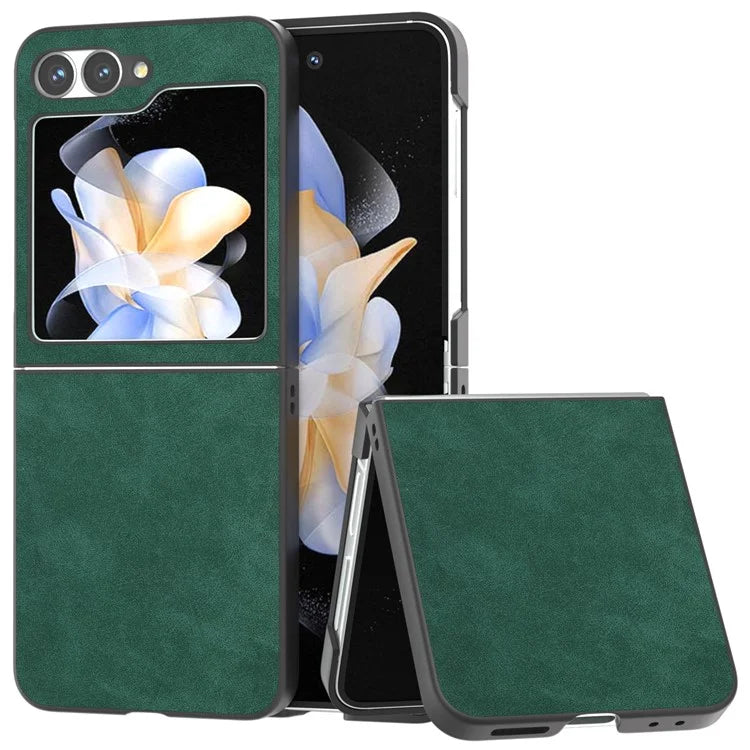 For Samsung Galaxy Z Flip6 5G Case Shockproof PU Leather+PC Phone Cover Black Edge