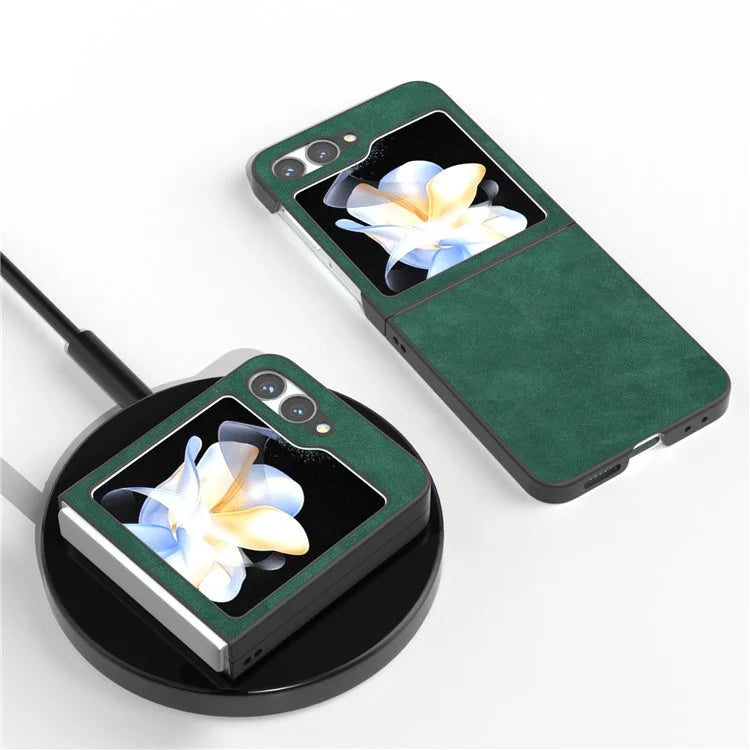 For Samsung Galaxy Z Flip6 5G Case Shockproof PU Leather+PC Phone Cover Black Edge