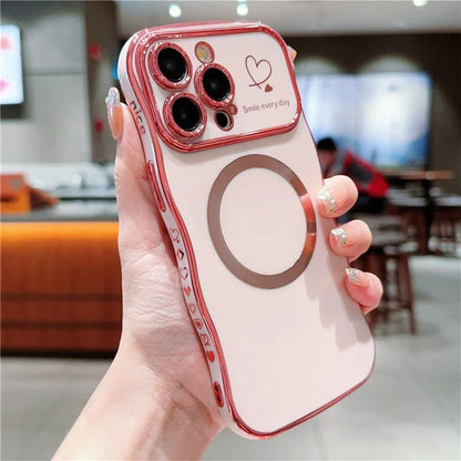 For iPhone 14 Pro Magnetic Case Cute Wave Frame TPU Phone Cover Cute Wave Frame