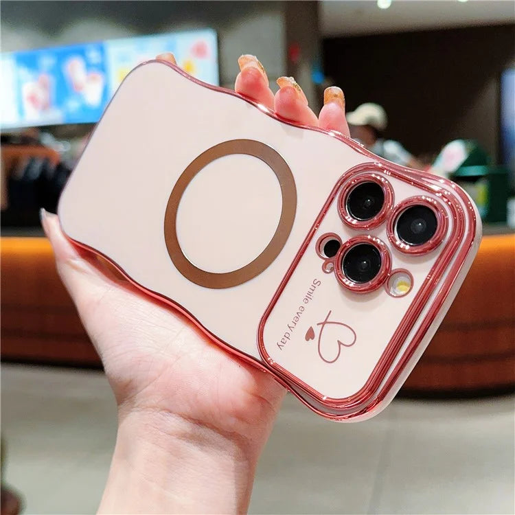 For iPhone 14 Pro Magnetic Case Cute Wave Frame TPU Phone Cover Cute Wave Frame