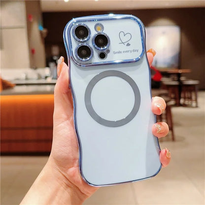 For iPhone 14 Pro Magnetic Case Cute Wave Frame TPU Phone Cover Cute Wave Frame