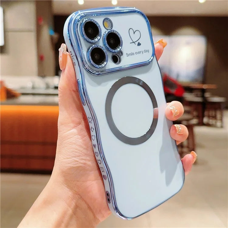 For iPhone 14 Pro Magnetic Case Cute Wave Frame TPU Phone Cover Cute Wave Frame