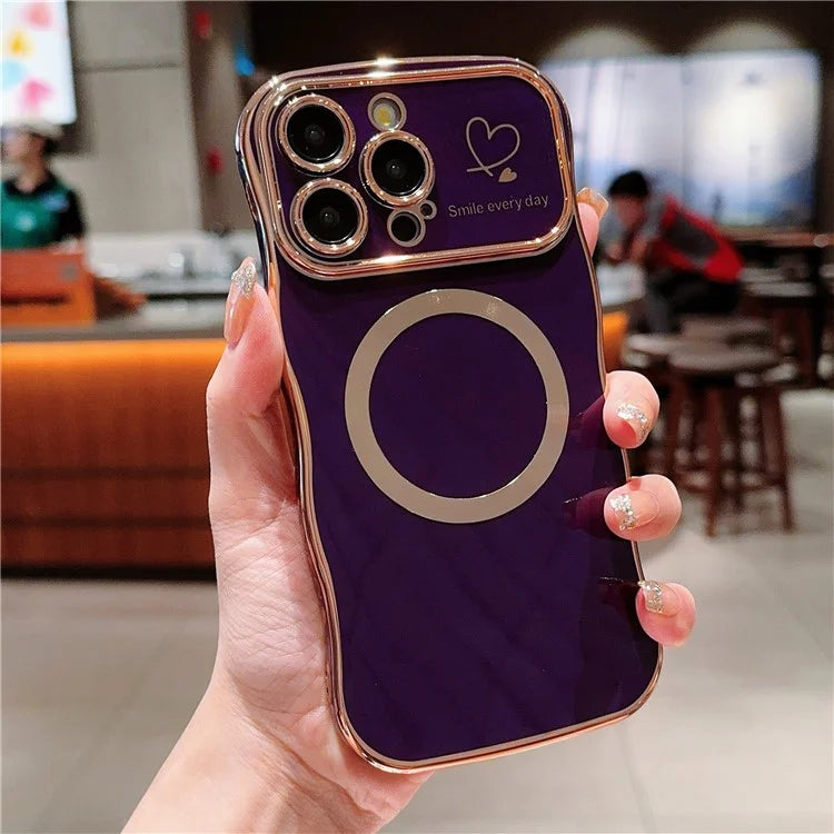 For iPhone 14 Pro Magnetic Case Cute Wave Frame TPU Phone Cover Cute Wave Frame