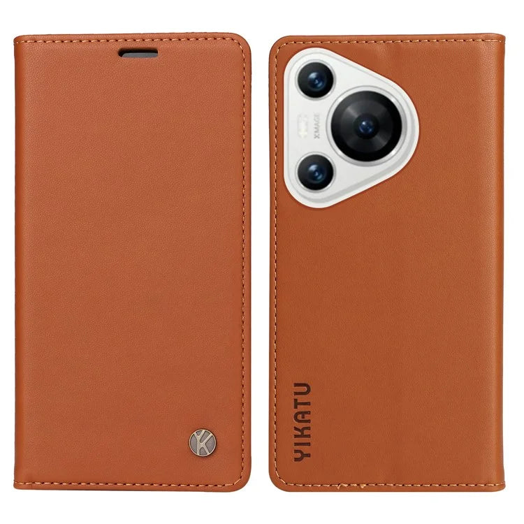 YIKATU YK-001 For Huawei Pura 70 Case Leather Phone Cover Card Slot Stand Strong Magnetic