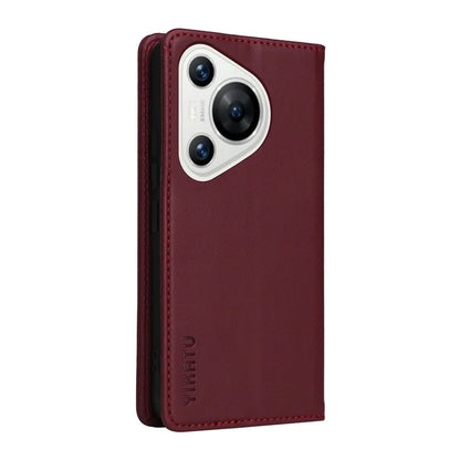 YIKATU YK-001 For Huawei Pura 70 Case Leather Phone Cover Card Slot Stand Strong Magnetic