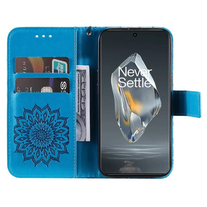 KT Imprinting Flower Series-1 For OnePlus 12R 5G / Ace 3 5G Case PU Leather Sunflower Flip Folio Phone Cover