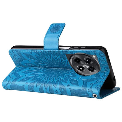 KT Imprinting Flower Series-1 For OnePlus 12R 5G / Ace 3 5G Case PU Leather Sunflower Flip Folio Phone Cover