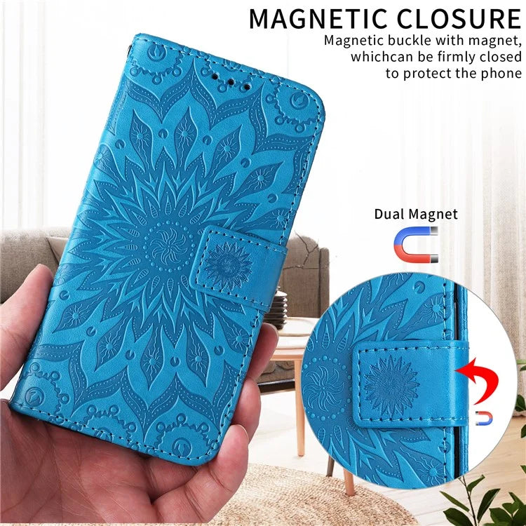 KT Imprinting Flower Series-1 For OnePlus 12R 5G / Ace 3 5G Case PU Leather Sunflower Flip Folio Phone Cover