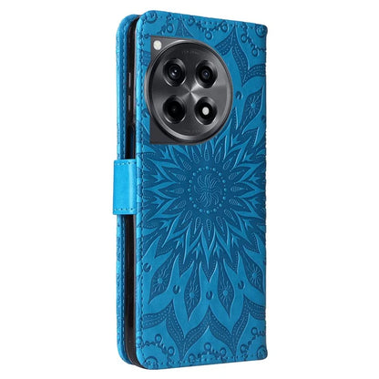 KT Imprinting Flower Series-1 For OnePlus 12R 5G / Ace 3 5G Case PU Leather Sunflower Flip Folio Phone Cover