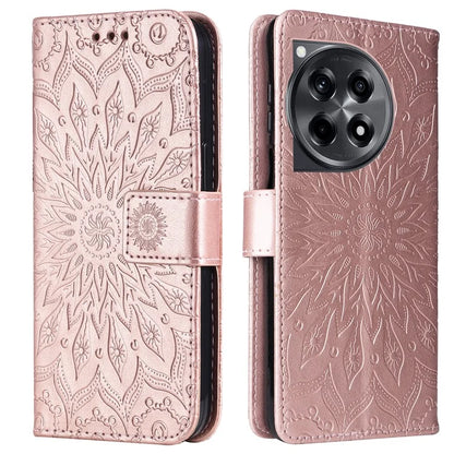 KT Imprinting Flower Series-1 For OnePlus 12R 5G / Ace 3 5G Case PU Leather Sunflower Flip Folio Phone Cover