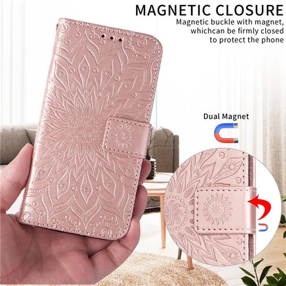 KT Imprinting Flower Series-1 For OnePlus 12R 5G / Ace 3 5G Case PU Leather Sunflower Flip Folio Phone Cover