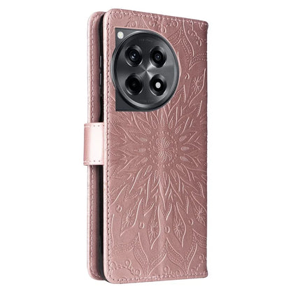 KT Imprinting Flower Series-1 For OnePlus 12R 5G / Ace 3 5G Case PU Leather Sunflower Flip Folio Phone Cover