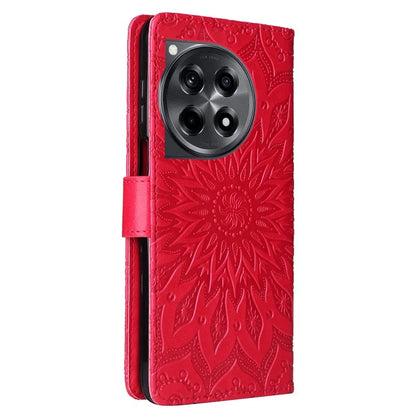 KT Imprinting Flower Series-1 For OnePlus 12R 5G / Ace 3 5G Case PU Leather Sunflower Flip Folio Phone Cover