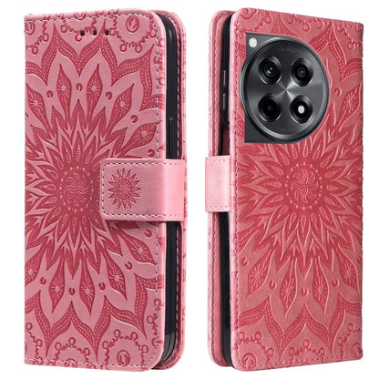 KT Imprinting Flower Series-1 For OnePlus 12R 5G / Ace 3 5G Case PU Leather Sunflower Flip Folio Phone Cover