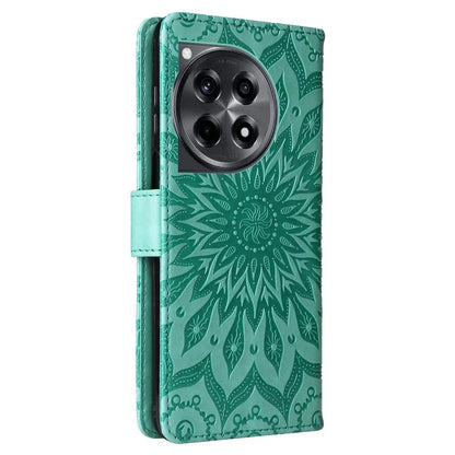 KT Imprinting Flower Series-1 For OnePlus 12R 5G / Ace 3 5G Case PU Leather Sunflower Flip Folio Phone Cover