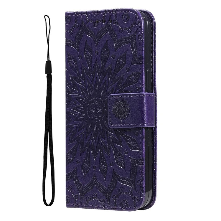 KT Imprinting Flower Series-1 For OnePlus 12R 5G / Ace 3 5G Case PU Leather Sunflower Flip Folio Phone Cover