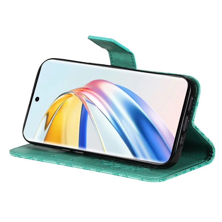KT Imprinting Flower Series-1 For Honor Magic6 Lite 5G / X9b 5G / X50 5G Case Sunflower Leather Wallet Phone Cover