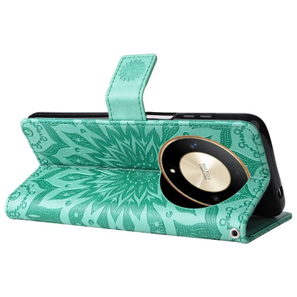 KT Imprinting Flower Series-1 For Honor Magic6 Lite 5G / X9b 5G / X50 5G Case Sunflower Leather Wallet Phone Cover