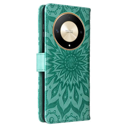 KT Imprinting Flower Series-1 For Honor Magic6 Lite 5G / X9b 5G / X50 5G Case Sunflower Leather Wallet Phone Cover