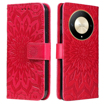 KT Imprinting Flower Series-1 For Honor Magic6 Lite 5G / X9b 5G / X50 5G Case Sunflower Leather Wallet Phone Cover
