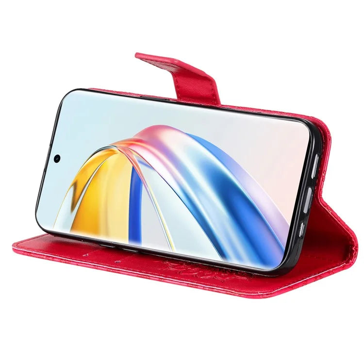KT Imprinting Flower Series-1 For Honor Magic6 Lite 5G / X9b 5G / X50 5G Case Sunflower Leather Wallet Phone Cover