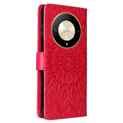 KT Imprinting Flower Series-1 For Honor Magic6 Lite 5G / X9b 5G / X50 5G Case Sunflower Leather Wallet Phone Cover