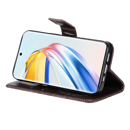 KT Imprinting Flower Series-1 For Honor Magic6 Lite 5G / X9b 5G / X50 5G Case Sunflower Leather Wallet Phone Cover