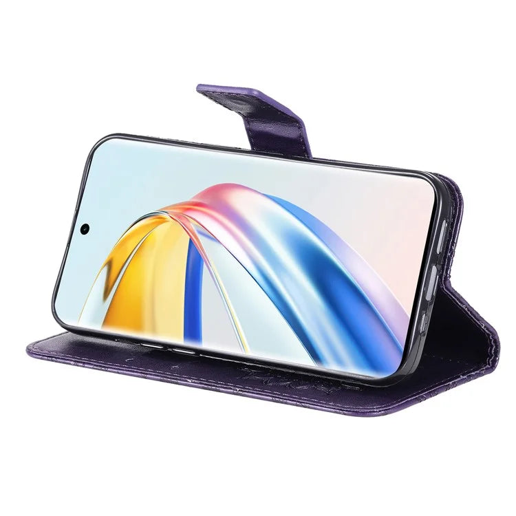 KT Imprinting Flower Series-1 For Honor Magic6 Lite 5G / X9b 5G / X50 5G Case Sunflower Leather Wallet Phone Cover