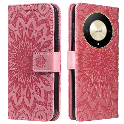 KT Imprinting Flower Series-1 For Honor Magic6 Lite 5G / X9b 5G / X50 5G Case Sunflower Leather Wallet Phone Cover