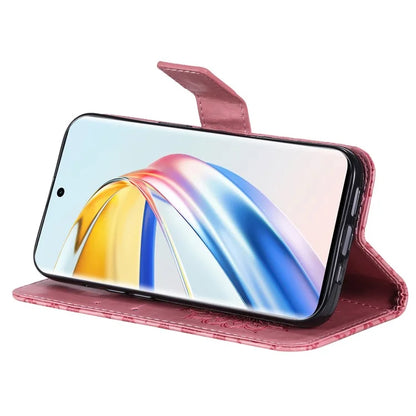 KT Imprinting Flower Series-1 For Honor Magic6 Lite 5G / X9b 5G / X50 5G Case Sunflower Leather Wallet Phone Cover