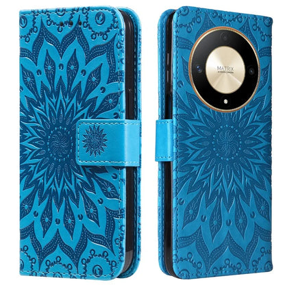 KT Imprinting Flower Series-1 For Honor Magic6 Lite 5G / X9b 5G / X50 5G Case Sunflower Leather Wallet Phone Cover