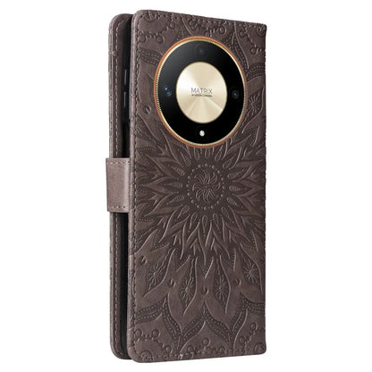 KT Imprinting Flower Series-1 For Honor Magic6 Lite 5G / X9b 5G / X50 5G Case Sunflower Leather Wallet Phone Cover