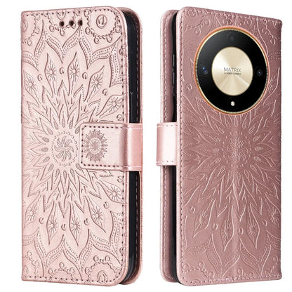 KT Imprinting Flower Series-1 For Honor Magic6 Lite 5G / X9b 5G / X50 5G Case Sunflower Leather Wallet Phone Cover