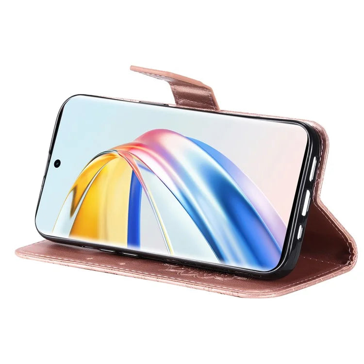 KT Imprinting Flower Series-1 For Honor Magic6 Lite 5G / X9b 5G / X50 5G Case Sunflower Leather Wallet Phone Cover