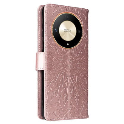 KT Imprinting Flower Series-1 For Honor Magic6 Lite 5G / X9b 5G / X50 5G Case Sunflower Leather Wallet Phone Cover